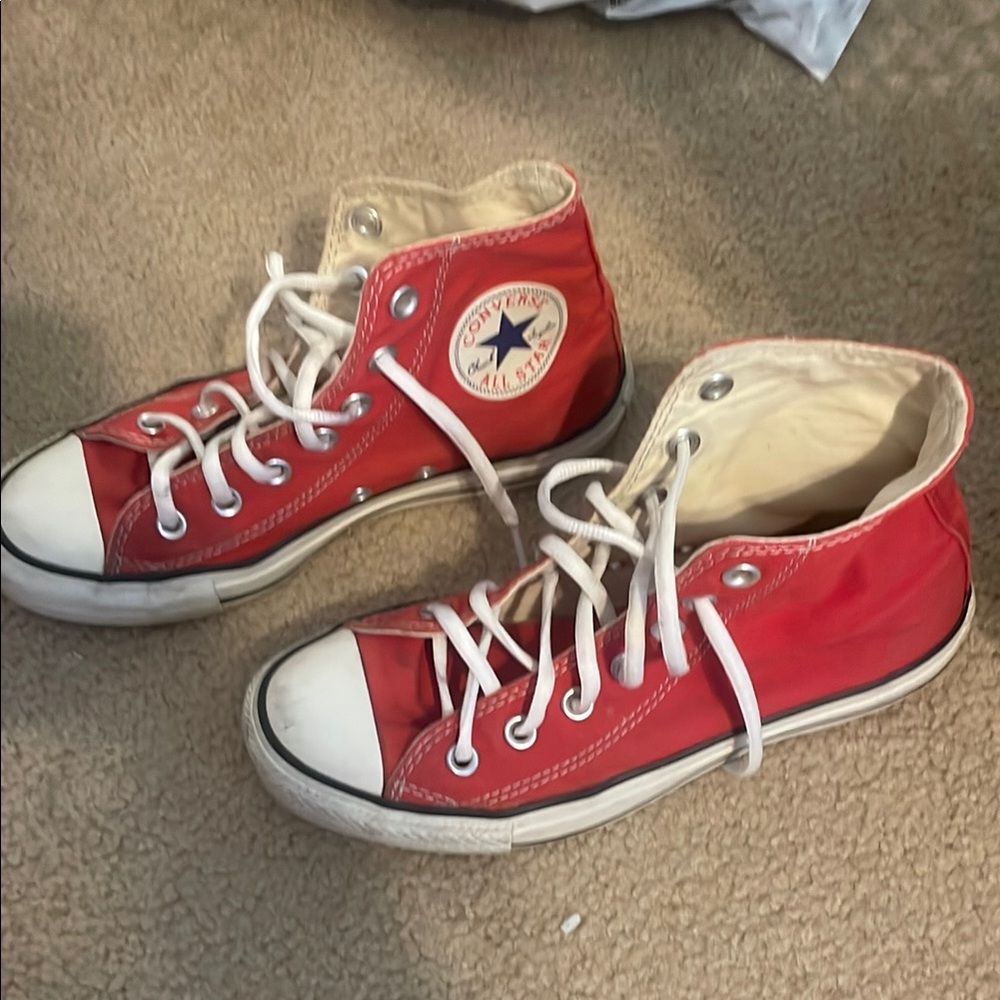 Converse Red and White Classic High-Top Sneakers - Picture 3 of 3